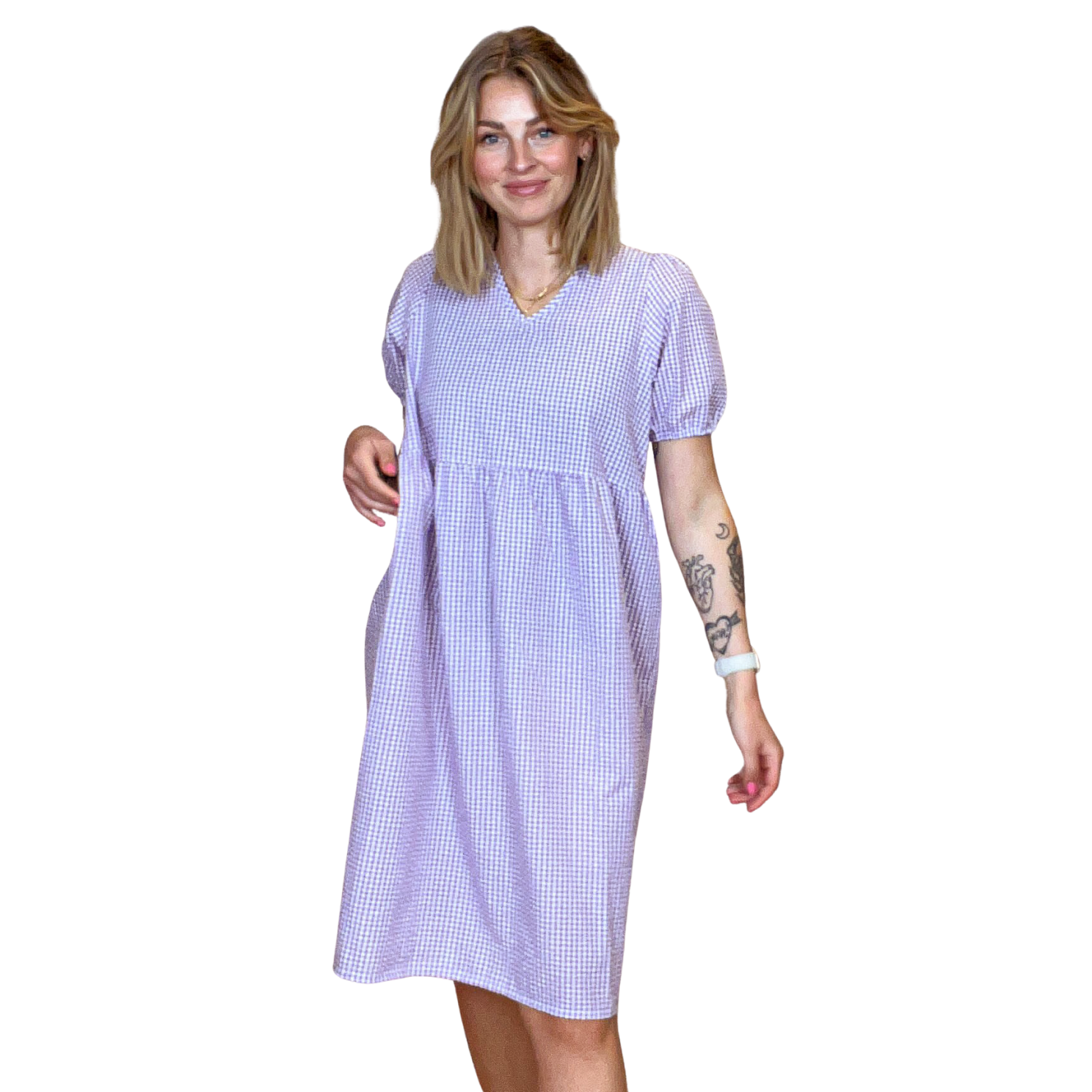 Noisy May Dame Kjole Purple Impressi White