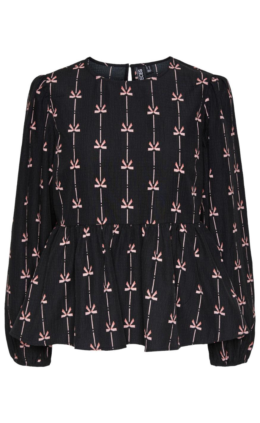Pieces Bluse Bow Black Bows