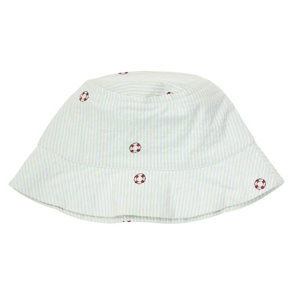 Seersucker Stribede Bøllehat Tofu Ocean Mineral Red 92 98