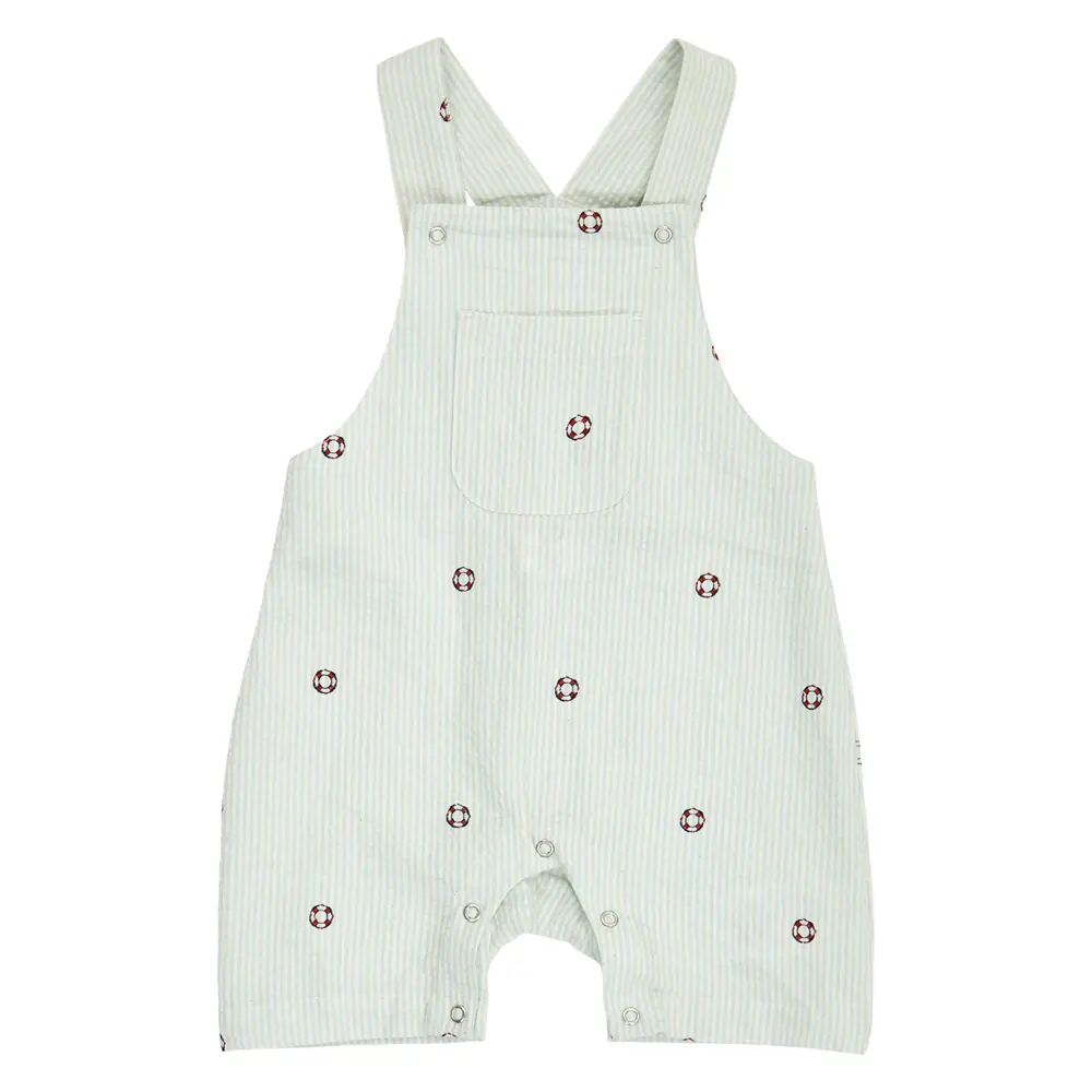 Seersucker Stribede Overalls Tofu  Ocean  Mineral Red 86