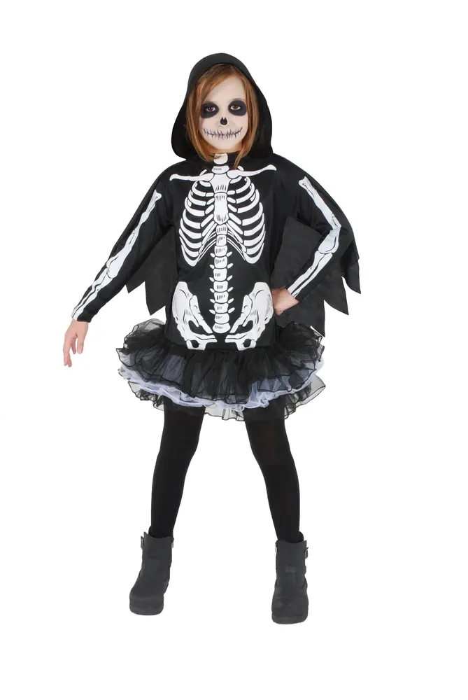 Skeleton Pige Kostume  -10 år