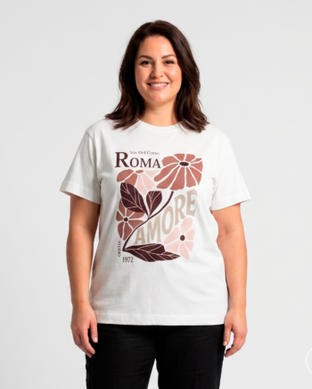Steenholt Ass Dame  -shirt Med Print P1 Cloud Dancer 46