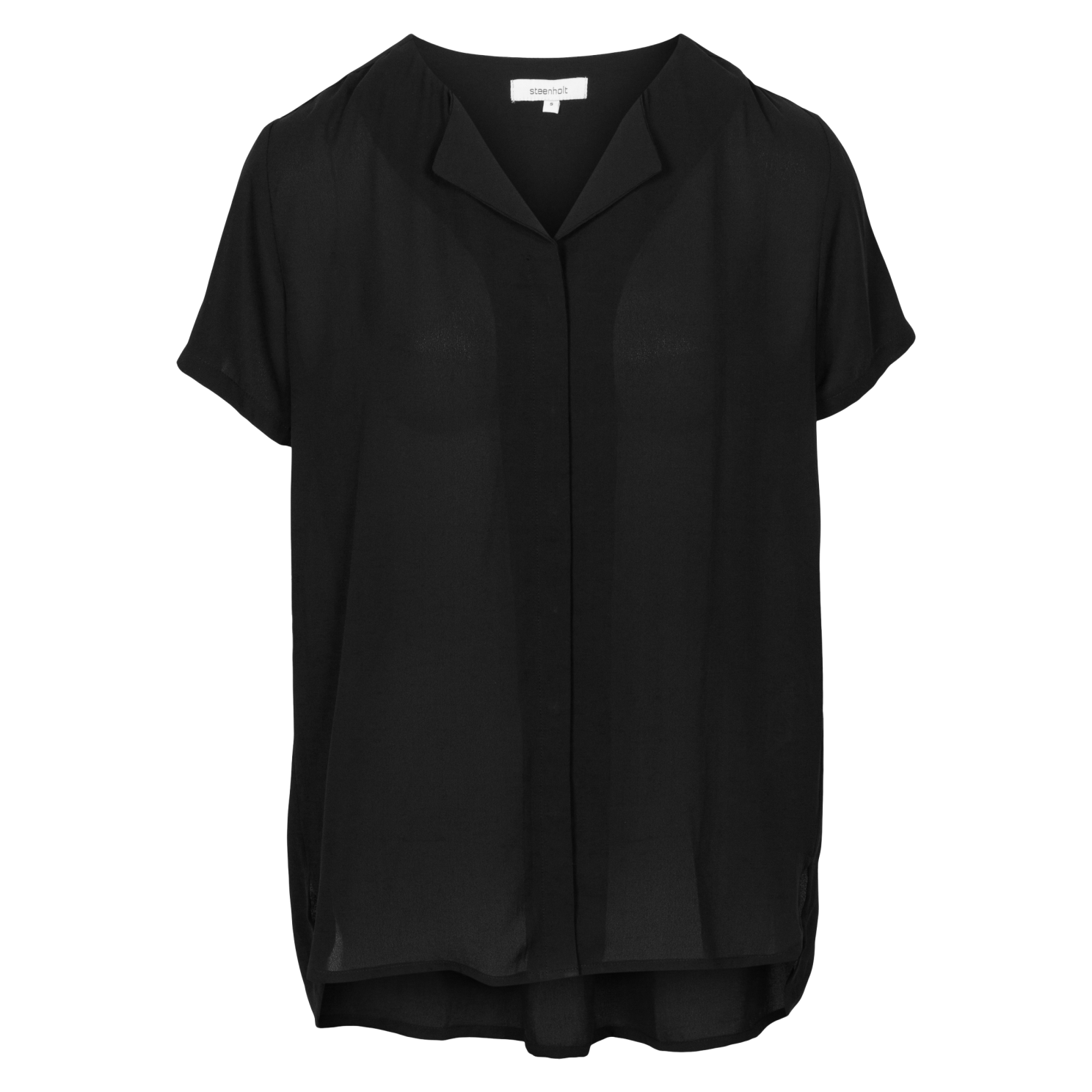 Steenholt Clara Dame Kortærmet Bluse Plus Size Jet Black 54