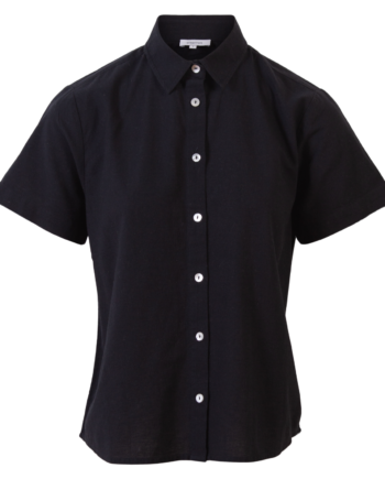 Steenholt Linett Dame Kortærmet Skjorte   Hørmix Plus Size Black 54