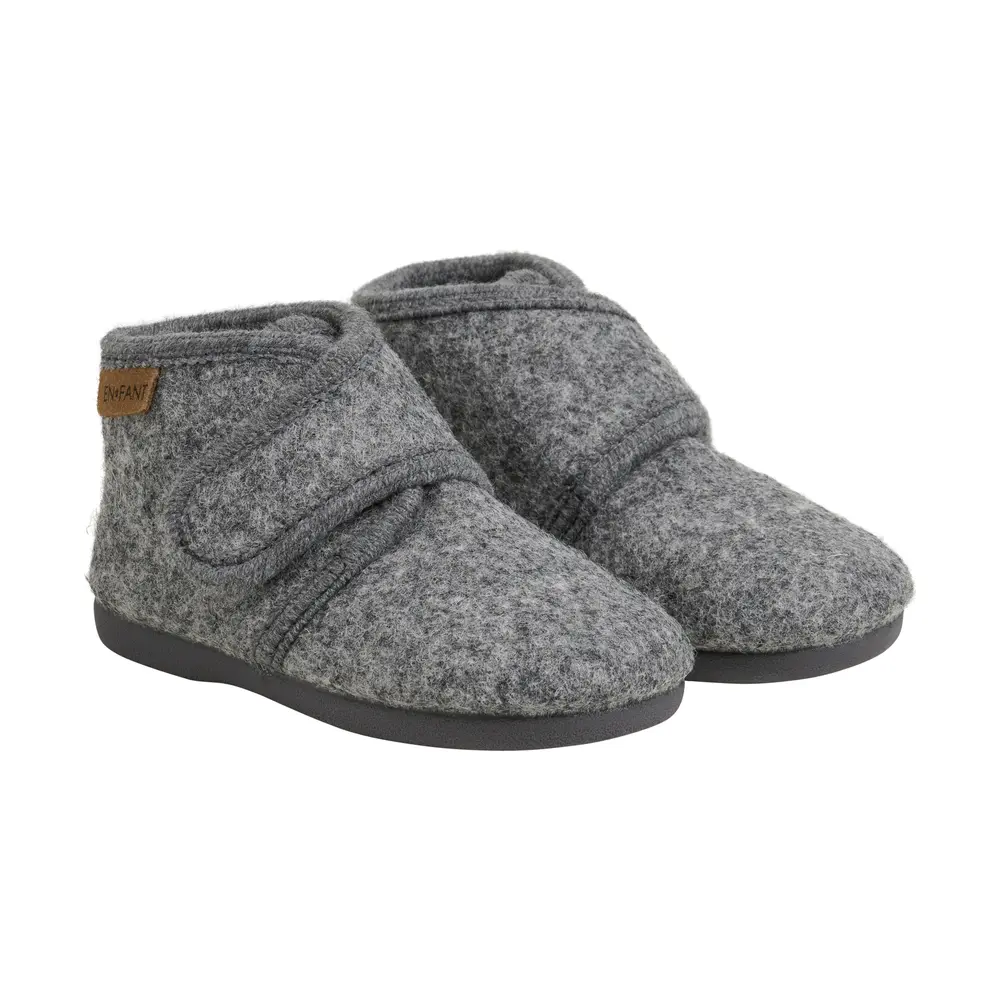 Uldhjemmesko Velcro Dark Gray Melange 24