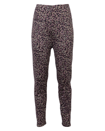 Anyway Dame Termoleggings    Fleece Sort Lyserød Blomst