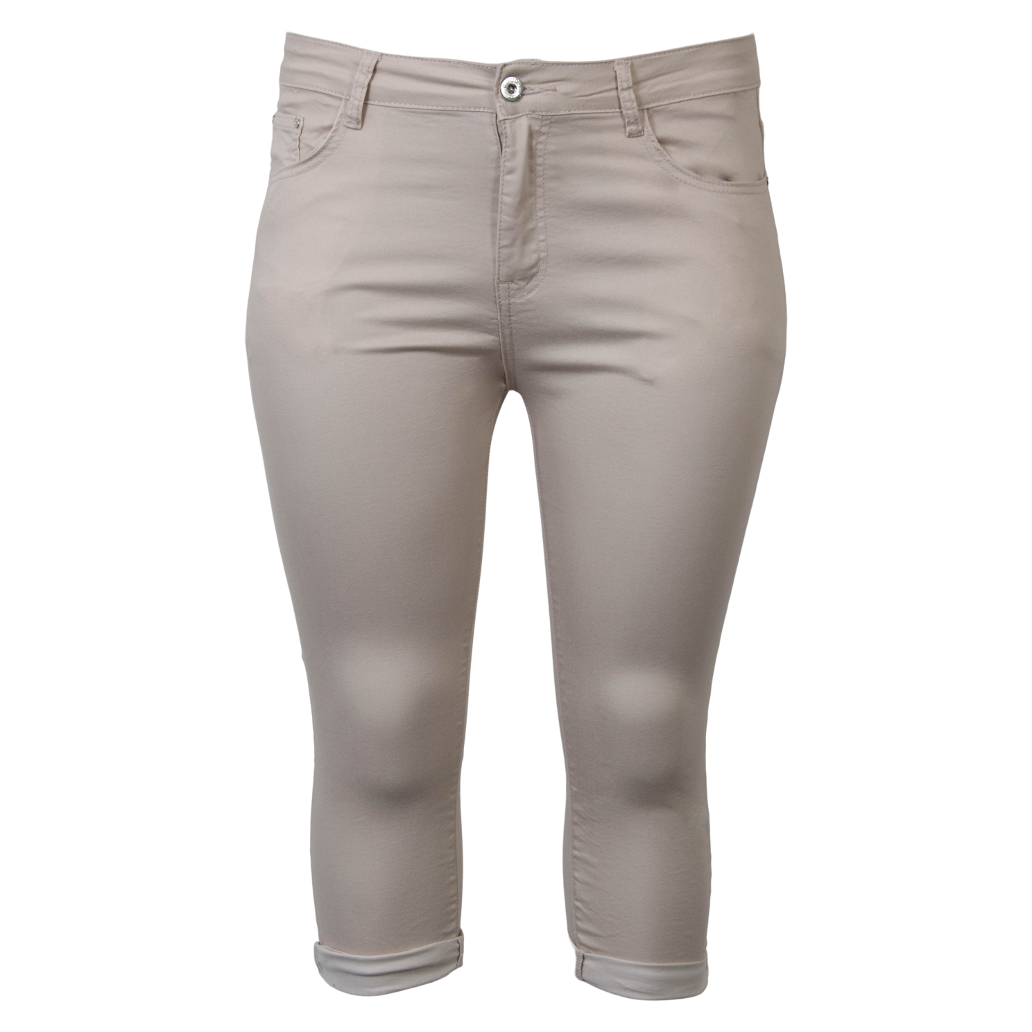 Bs Jeans Dame Capri Plus Size Beige 50