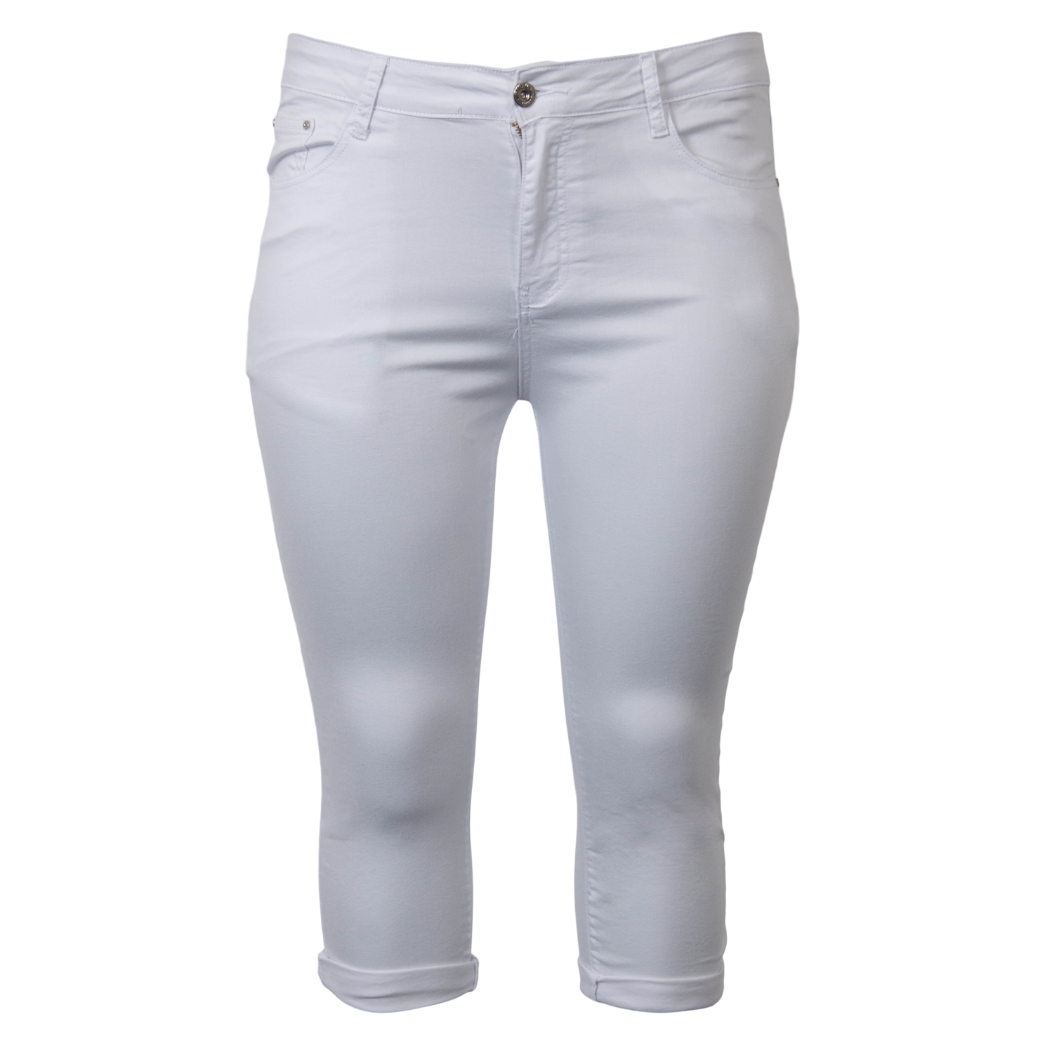 Bs Jeans Dame Capri Plus Size White 50
