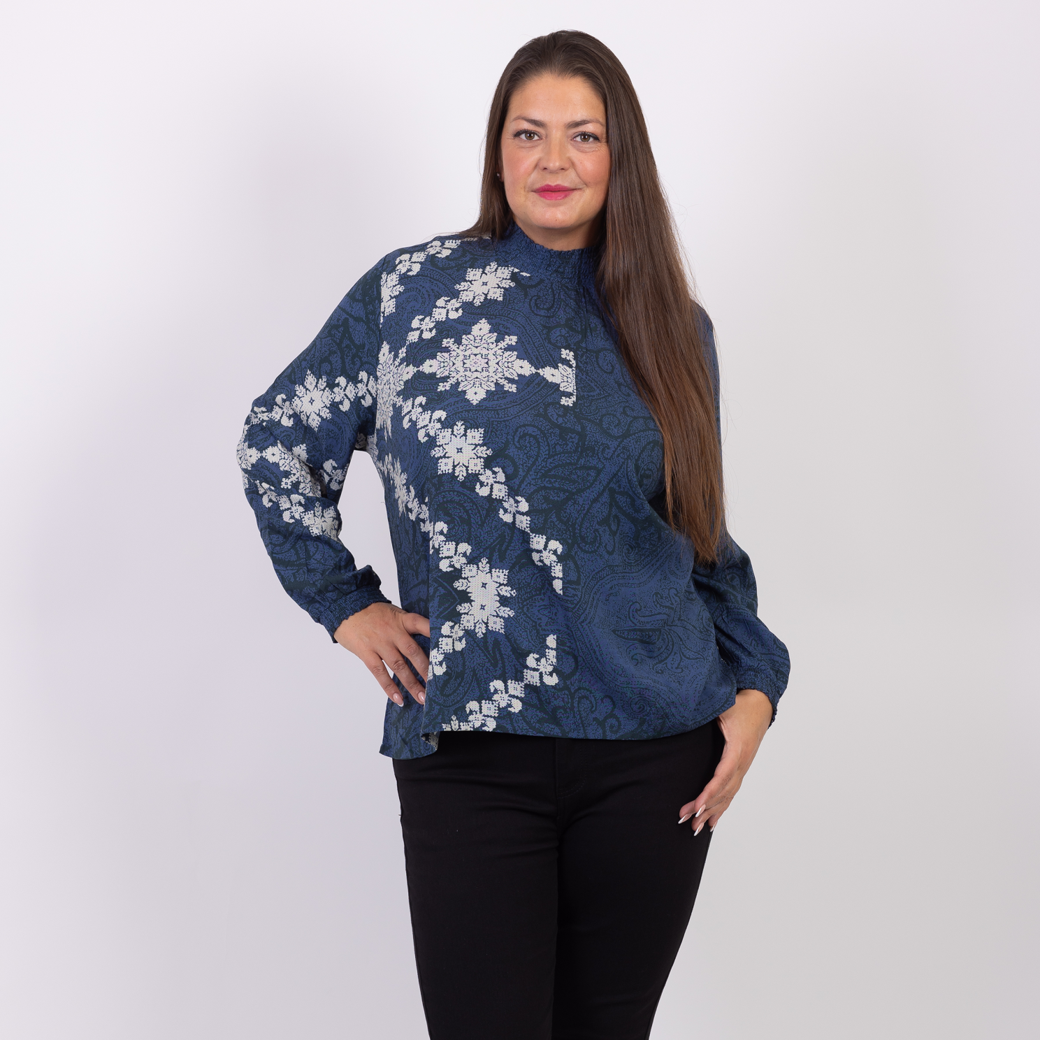 Chacha Dame Bluse Navy Sort