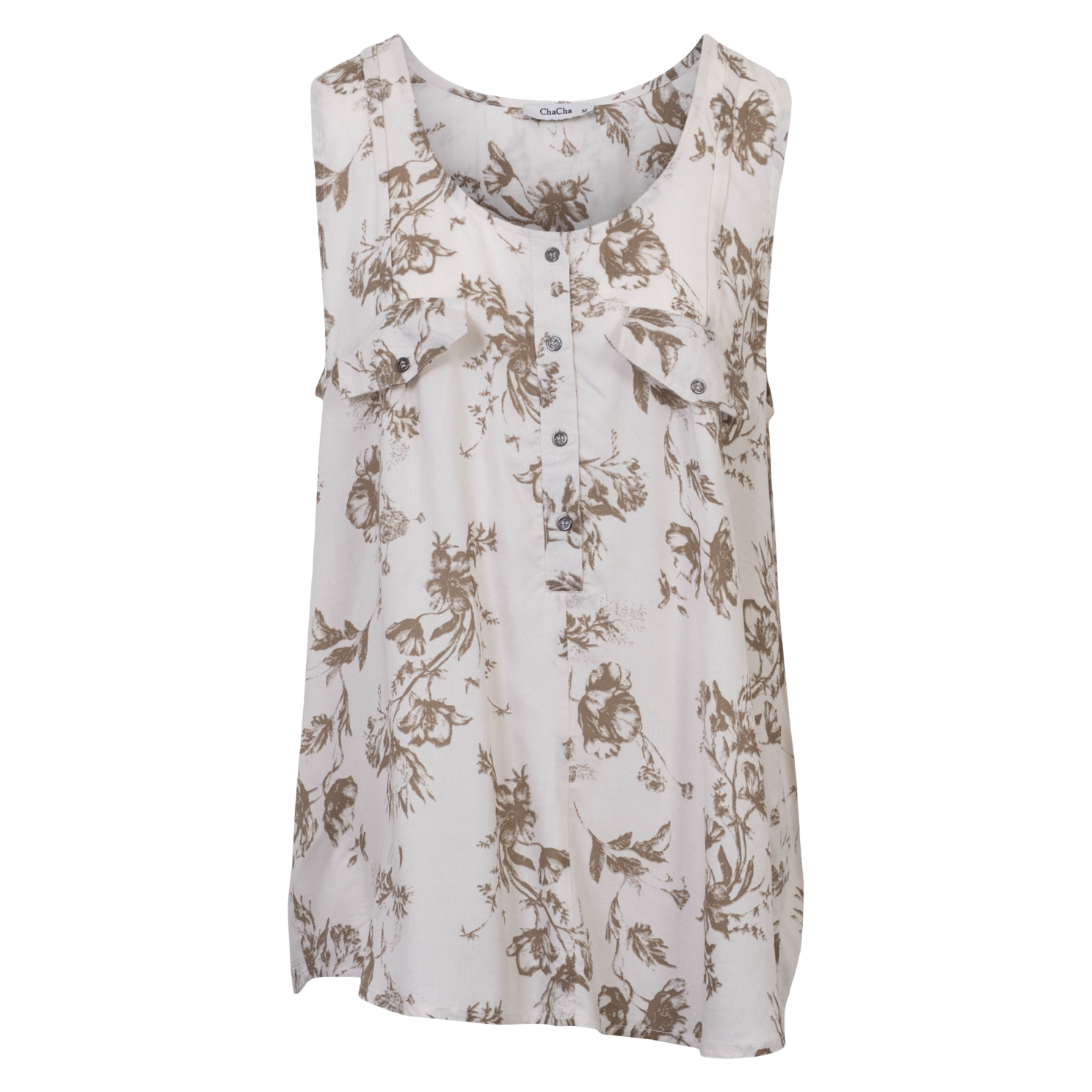 Chacha Dame Top Beige Flower Aop