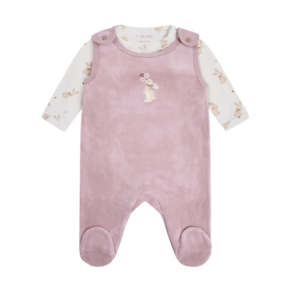 Fixoni Sæt    Body Og Velour Romper Keepsake Lilac 62