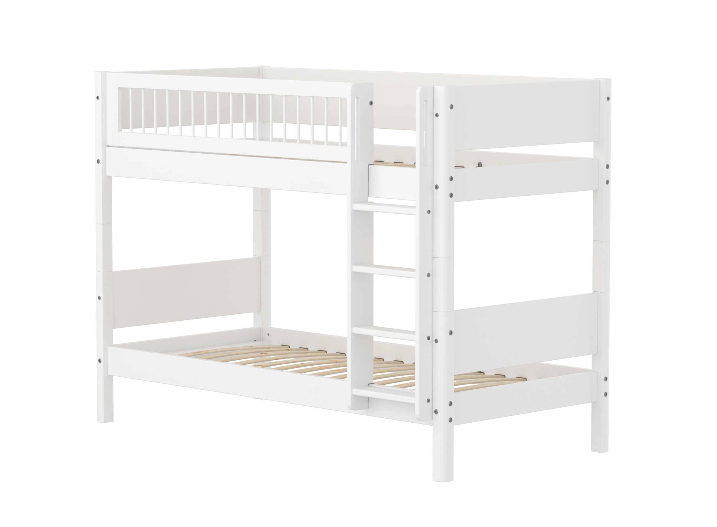 Flexa White Køjeseng 154 Cm Med Stige Og Crossbar Sengehest  90x200 Cm- Hvid
