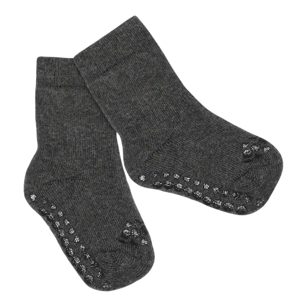 Gobabygo Skridsikre Strømper Terry Bomuld Dark Grey Melange 23 26