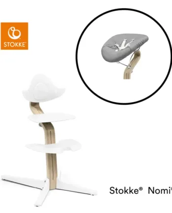 Nomi Højstol Bøg Inkl  Newborn Natural White   Grey Pink