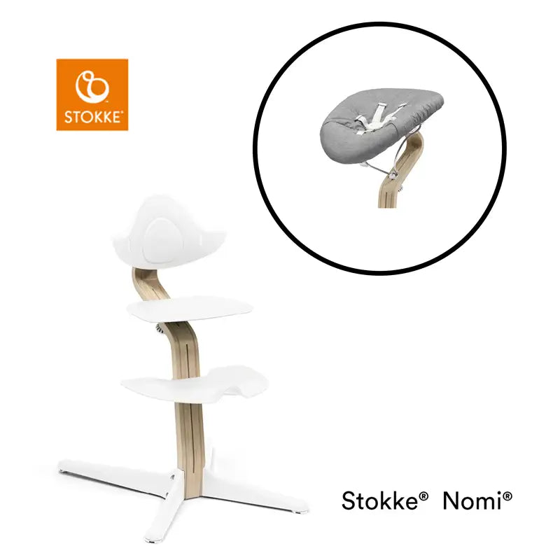 Nomi Højstol Bøg Inkl Newborn Natural White Grey Pink