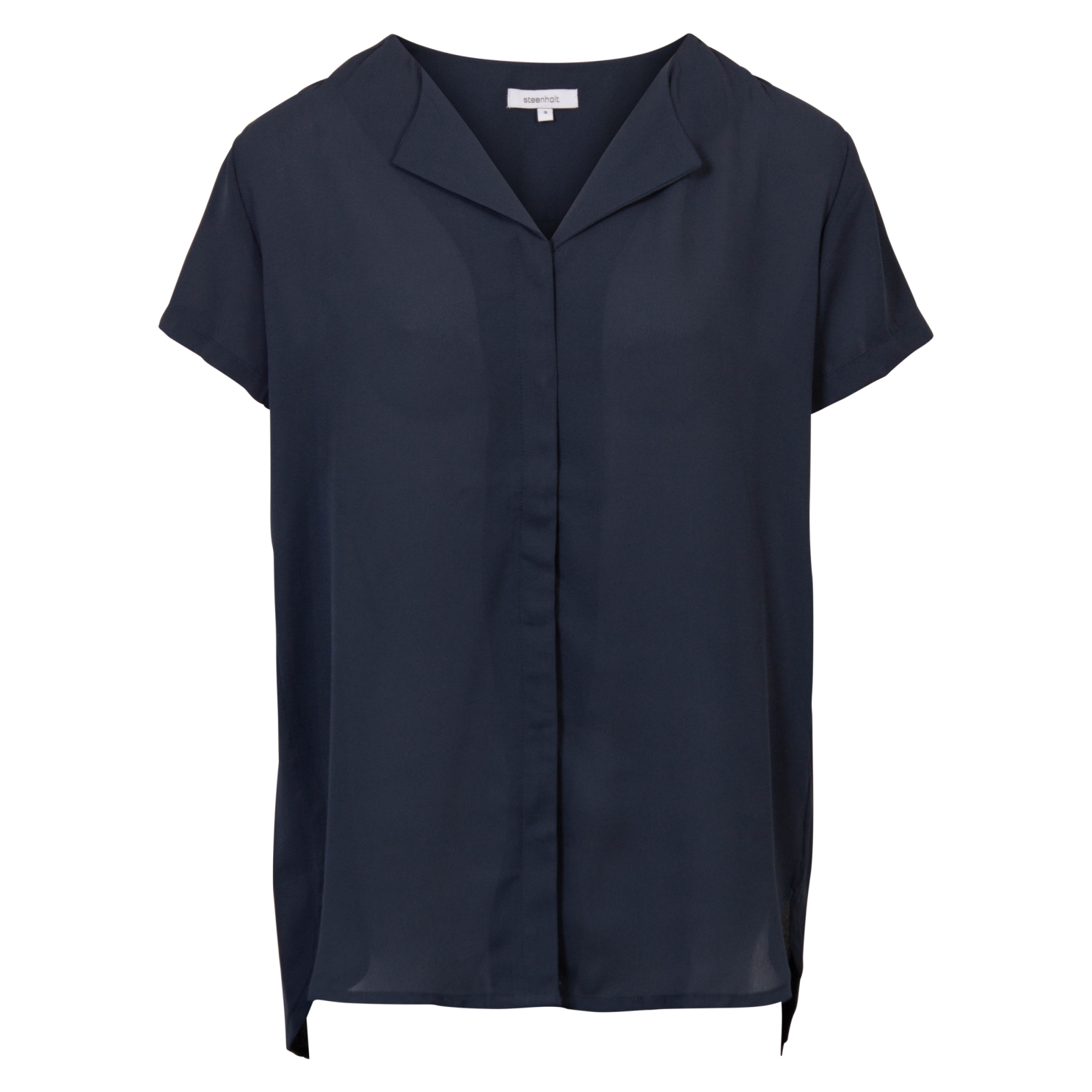 Steenholt Clara Dame Kortærmet Bluse Plus Size Navy 54