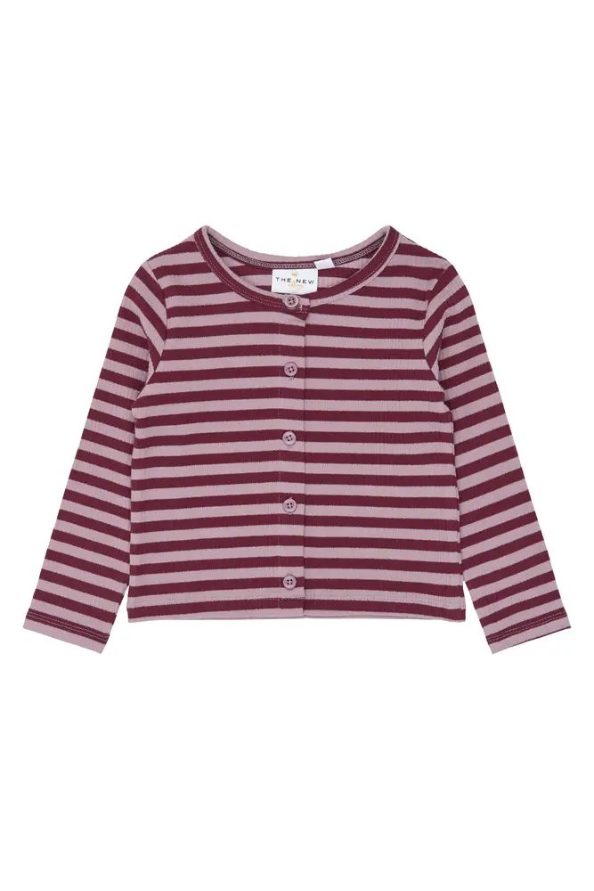 The New Siblings Fro Rib Cardigan Elderberry Striped 86