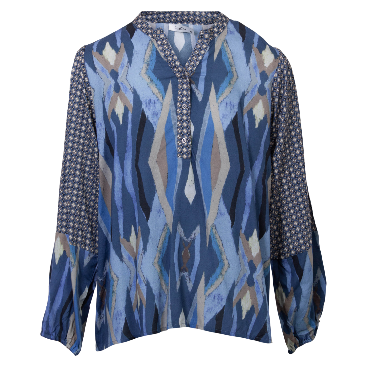 Zbyz Dame Bluse Plus Size Blue Combi 54 56