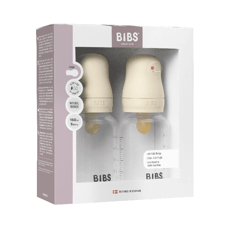 Bibs Baby Flaske Rund Latex Pack 150 Ml Slow Flow Ivory