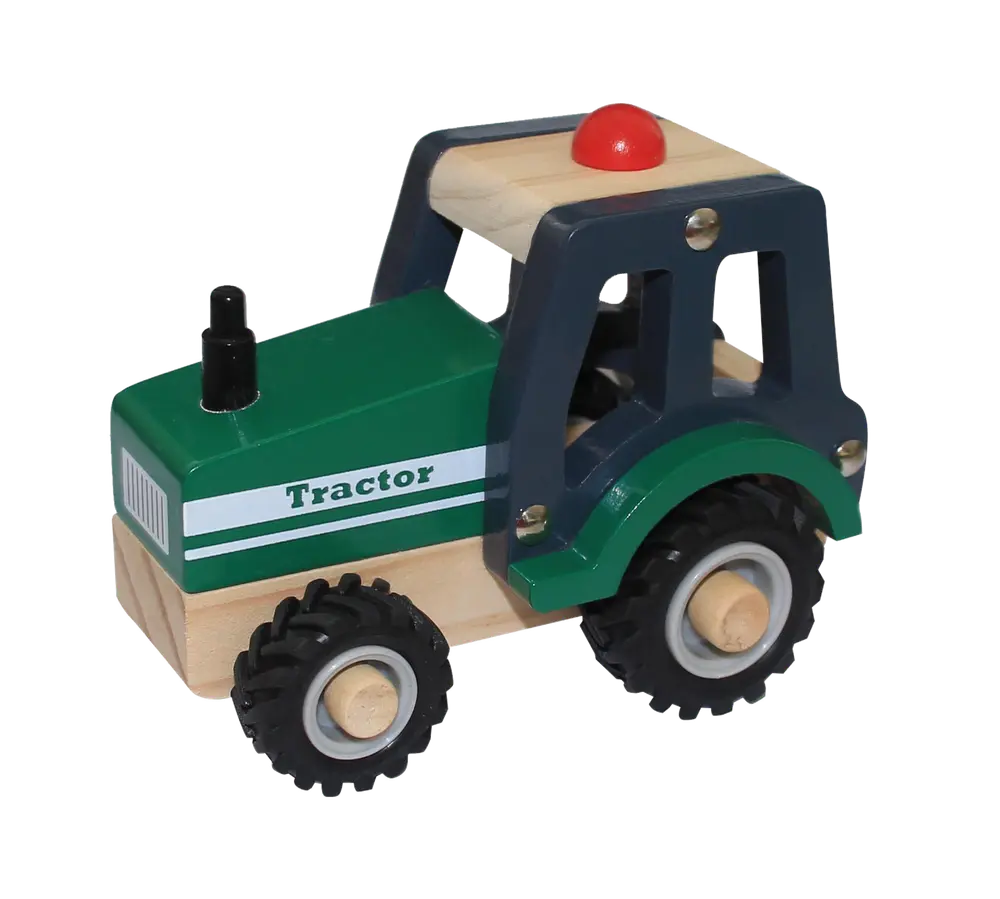 Traktor   Træ Med Gummihjul